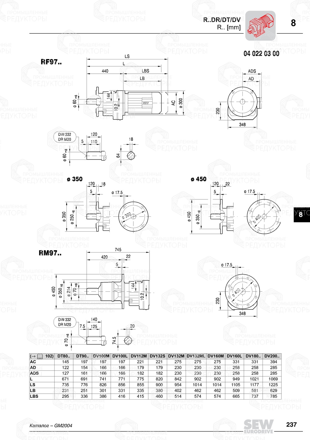 Соосный мотор-редуктор Sew-Eurodrive R 97: купить, подобрать аналог